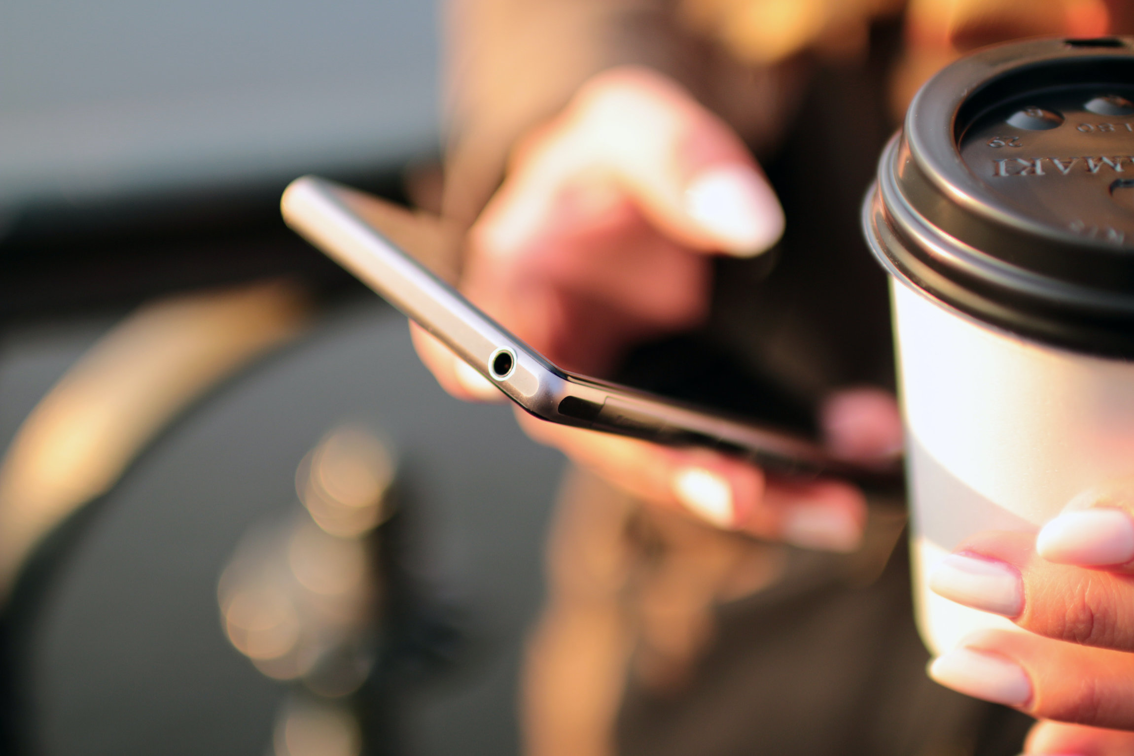 Studying with Study Cards App while holding a coffee